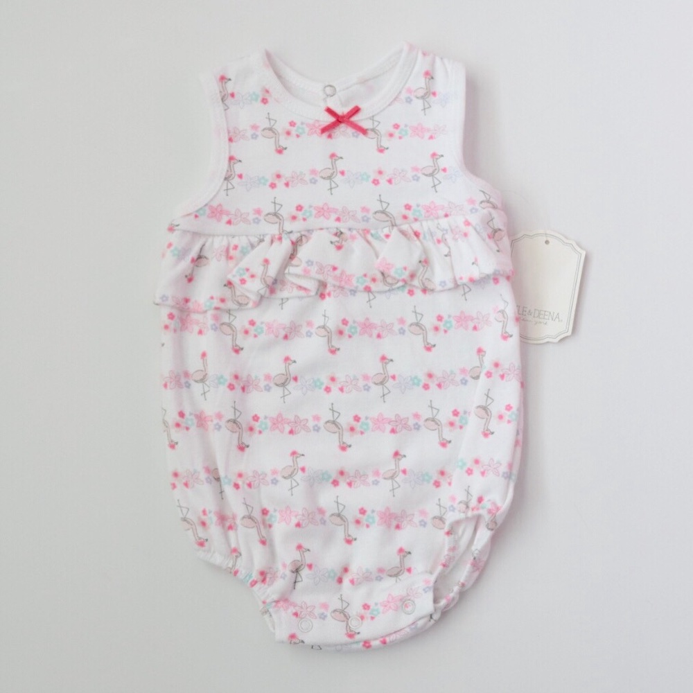 Baby Girl Tropical Flamingo Ruffle Bodysuit
